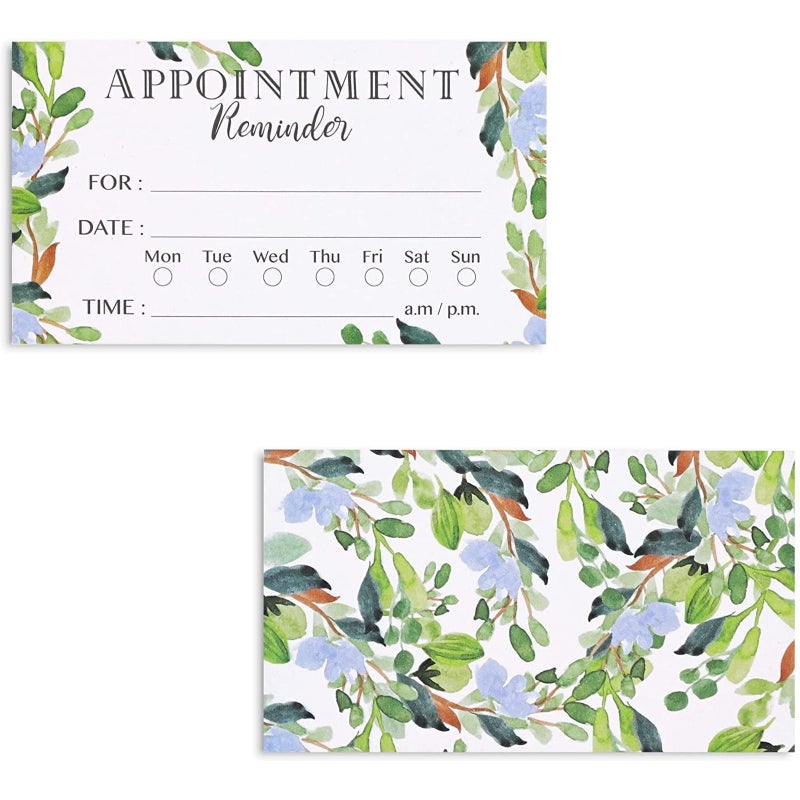 Paper Junkie Appointment Reminder Cards - 200 Pack, 3.5 x 2 In, Green Foliage, Double-Sided - Salon & Barber, Dental & Therapy Client Appointment Cards - Image 3